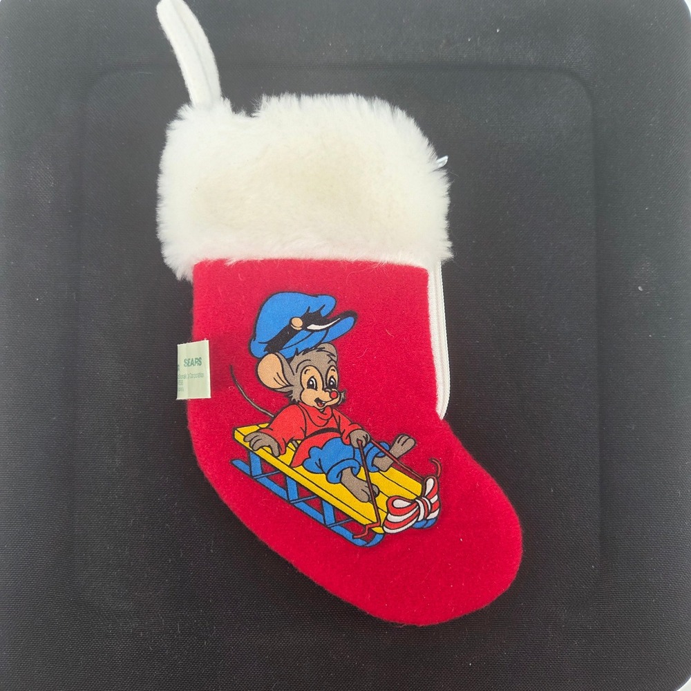 Vintage 1986 An American Tail Fievel Stocking Sears McDonalds Red Zipper